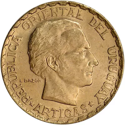 1930 Uruguay Gold 5 Pesos (.2501 Oz) - BU • $631.30