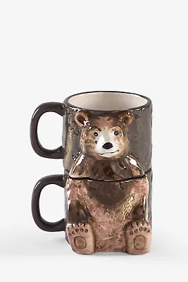 £12.99 • Buy BN NEXT Set Of 2 Barnaby Bear Stacking Stackable Tea Coffee Mugs Christmas Gift