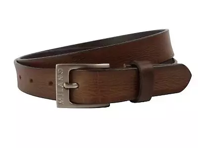 Mens Full Grain Leather 1  (25mm) Wide Belt By Milano Stylish Jeans (Brown) • £14.99