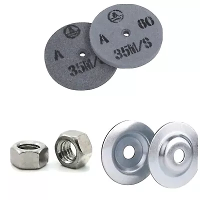 Grinding Wheels Bench Grinder 2 Pce 60 & 36 Grit 6  150mm X 17mm Flanges Nuts • £9.89