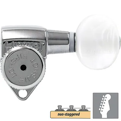 NEW Hipshot Grip-Lock Non-Staggered LOCKING TUNERS 6 In Line Oval Pearl - CHROME • $99.95