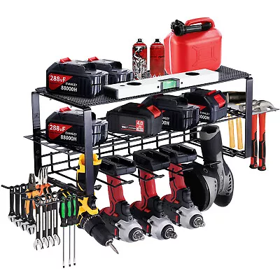 VEVOR Power Tool Organizer 5 Drill Holders Wall Mounted Garage Tool Storage Rack • £22.98