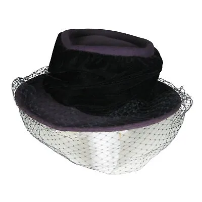 Bollman Hat Co. Vintage Size S Small USA Doeskin Felt Purple Veil 21.5 Inch Lux • $19.99