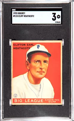 1933 Goudey Big League Chewing Gum Cliff Heathcote #115 SGC 3 • $68.99