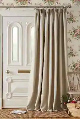 Laura Ashley Stephanie Natural Door Curtain Pencil Pleat 66  X 84  Thermal Lined • £49.99