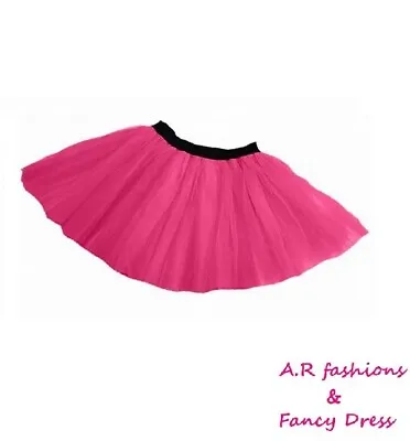 Pink Adults Neon Tutu Skirt 80s Race For Life Fancy Dress Dance Hen Party Ladies • £6.49