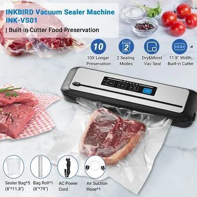 $47.59 • Buy Inkbird Food Vacuum Sealer Machine Long Preservation Sealing Built-in Cutter US