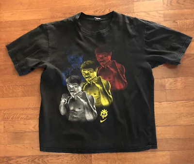Vintage Manny Pacquiao Boxing Graphic Black T-Shirt Size XXL Pacman Double Sided • $27