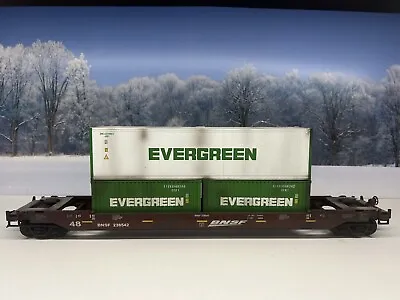 Mth Custom Weathered Premier Bnsf Evergreen Husky Stack Car 20-95059 Intermodal • $150