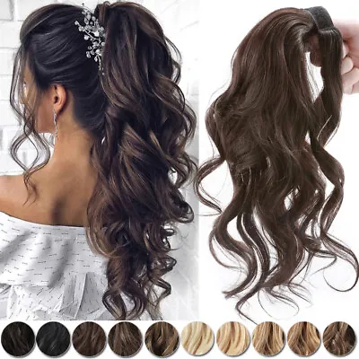 Wrap Around Ponytail Hair Extensions 100% Human Hair Clip In Pony Tail Body Wave • $45.42