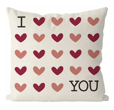  Valentines Day Pillow Covers 16x16 Inch I Love You Love Hearts Farmhouse Sofa  • $20.23