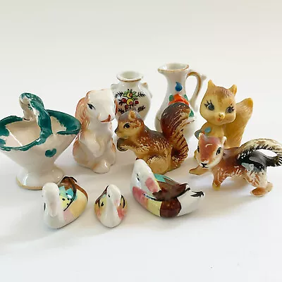 Miniature Figurines Curio Squirrel Duck Vases Animals Lot Of 11 • $10.98