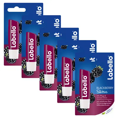 5x Labello Blackberry Shine Lip Balm 48g / 0.16oz - Skin Care From Germany • $39.15