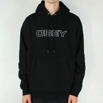 OBEY Line Hoodie Sweatshirt Jumper Brand New – Black In Size SML • £74.99