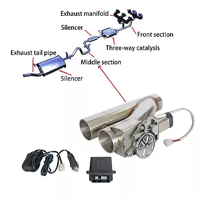 2.5  Electric Exhaust Downpipe Cutout E-Cut Out Dual-Valve Remote Y Pipe • $160