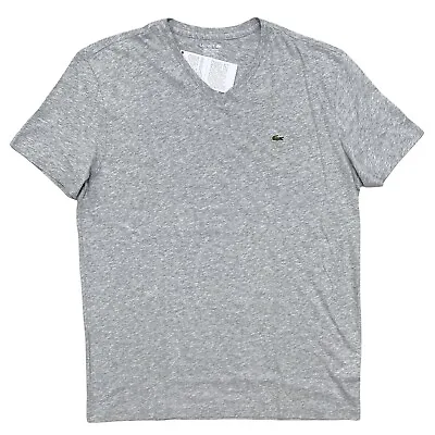 $39.99 • Buy Lacoste Men's V-Neck Short Sleeve Pima Cotton T-Shirt Heather Grey TH6604-CCA