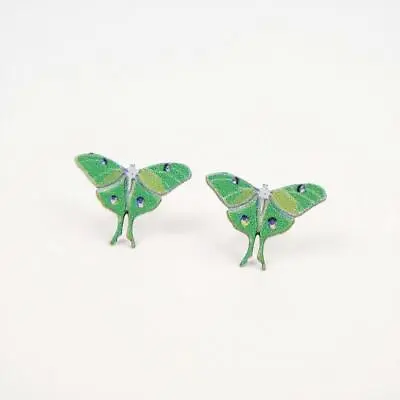 Sienna Sky Earrings Green Luna Moth Sterling Silver Post Stud Earrings Unique • $19.50