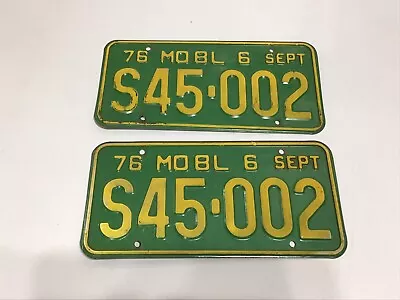 1976 Missouri BL6 Sept Tag# S45002 Truck License Plate Pair - Green & Yellow • $21.99