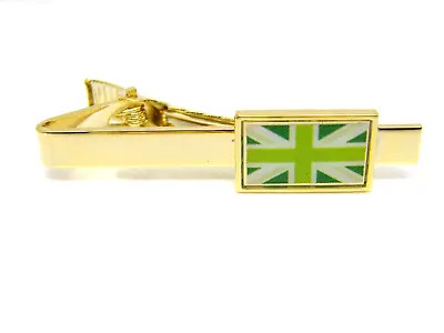 Union Jack Badge Tieclip Tie Pin Clip Flag Gift Green Gold Plated • £3.99