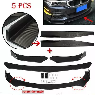 Universal ABS Front Bumper Lip Body Spoiler Splitter + Side Skirt Rocker Panel • $30.99