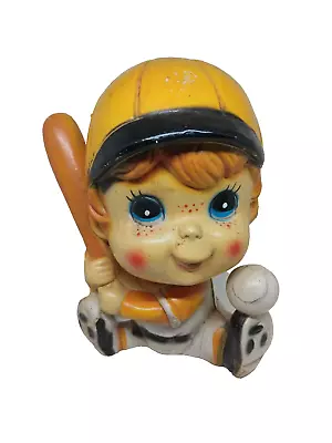  Coin Bank Baseball Player Happy  Colorful Vintage Plastic Boy • $10