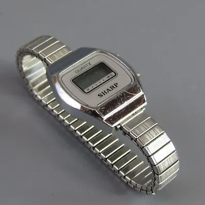 Vintage Sharp Digital Watch Flex Metal Wristwatch Quartz Stainless Steel Back • $13.73