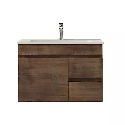750mm Slim Wall Hung Bathroom Vanity Dark Oak MDF Cabinet With Basin Unit • $519