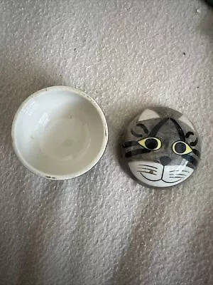Quail Ceramics Cat Face Trinket Lidded Box • £5