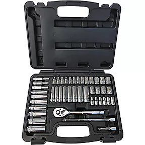 44 Pc. 1/4  Drive 6 Point SAE And Metric Pro Socket Set ATD-1200 Brand New! • $59.14