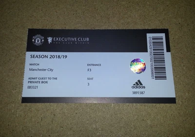 £4.99 • Buy 2018/19 MANCHESTER UNITED V MANCHESTER CITY RARE VIP TICKET