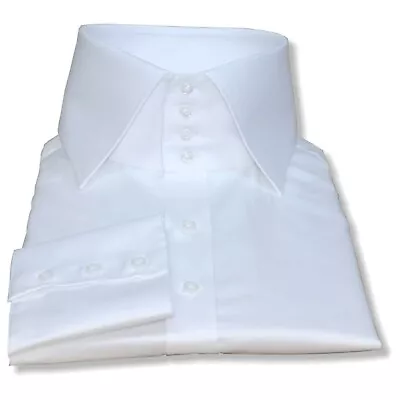 Edwardian High Spread Collar Grooms White Wedding Dress Shirt Men Evening Formal • £90