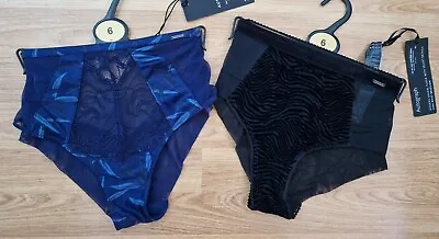 M&S Ladies 2 X HIGH WAISTED BRAZILIAN Knickers/briefs/underwear AUTOGRAPH Size 6 • £10.99