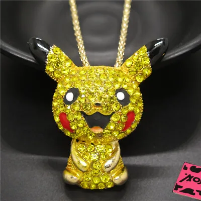 £3.82 • Buy Fashion Women Rhinestone Yellow Crystal Pokemon Pikachu Pendant Chain Necklace