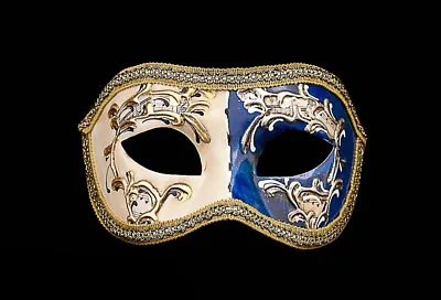 Mask From Venice Colombine Night And Day Blue For Fancy Dress 802 V12B • $81.47