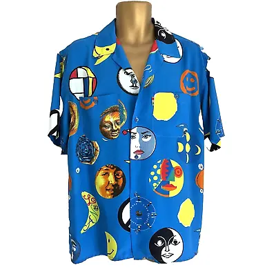 Vintage Moschino Men's Shirt Luna Crescent Moon Stars  Symbols 1993 M 48  • $495