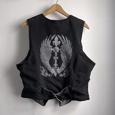 Cyber Y2k Affliction Wing Graphic Skater Prep Vest 2000s Vintage Opium Mall Goth • $50.99