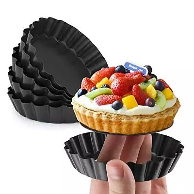 Mini Tart Pan 4 Inch With Removable Bottom Quiche Pan Nonstick Round Quiche Pie  • $17.56