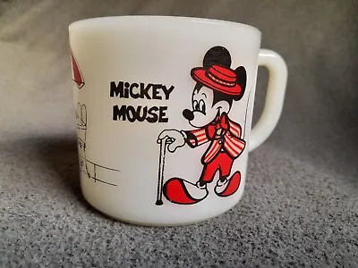 Vintage Federal Milk Glass Disney Mickey & Minnie Mouse Mug Cup Milk Glass 8 Oz • $12