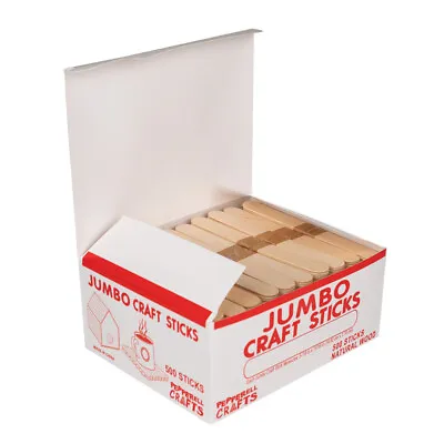 $20.39 • Buy 500 Piece Craft County Flat Natural Wood JUMBO Craft Popsicle Sticks 5 7/8 Inch