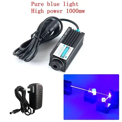 High-Power 450nm 1000mW 1W Pure Blue Laser Dot Module Micro-Engraving W Adapter • $89.75