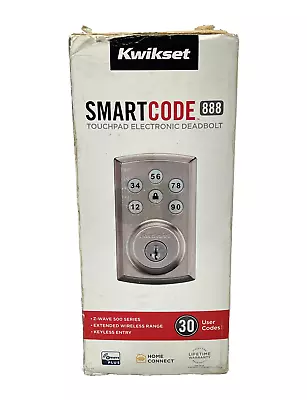 Kwikset SmartCode 888 Touchpad Electronic Deadbolt Z-Wave Satin Nickel 98880-004 • $89