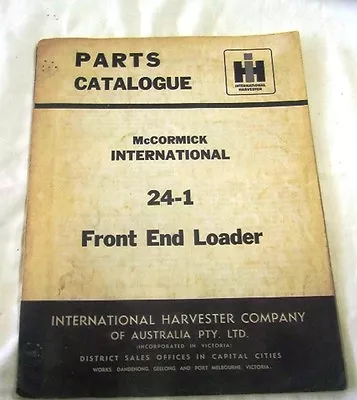 MCCORMICK INTERNATIONAL FRONT END LOADER  24-1  Parts Catalogue • $39.99
