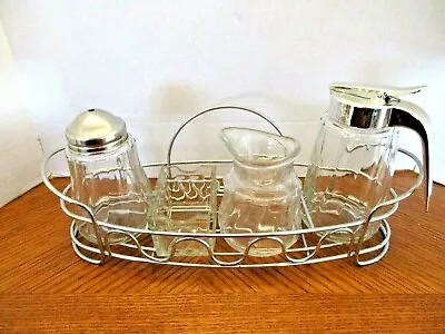 Vintage Glass And Aluninum Condiment Set • $14.29