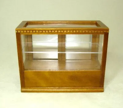 Dollhouse Walnut Diner Bakery Store Display Case Cabinet Dentil Edge Miniature • $24.95