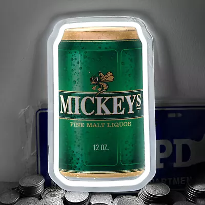 Mickey's Fine Malt Liquor Can Bar Club Nightlight Neon Sign Wall Decor 12 X7  H4 • $49.99