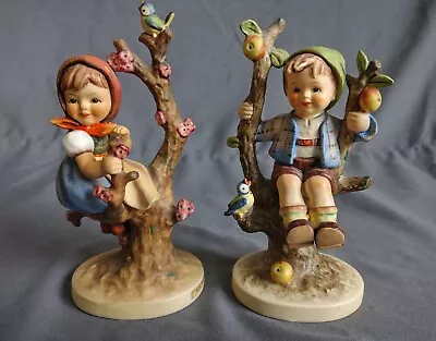 MJ Hummel Apple Tree Girl Boy  Stylized Bee 141/1 142 1 TMK3 6  Figurine Germany • $55