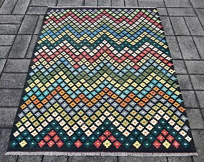 Hand Woven Afghan Wool Kilim Size: 200 X 160 Cm Flat Woven Handmade Floor Rug • $336