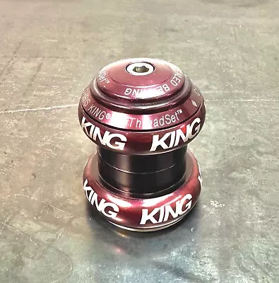 CHRIS KING NoThreadSet 1-1/8  Black Threadless Headset/ Sealed Bearing/Red Black • $100