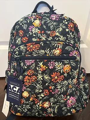 NEW Vera Bradley Campus FRESH-CUT FLORAL GREEN Backpack School College Book Bag • $129.99