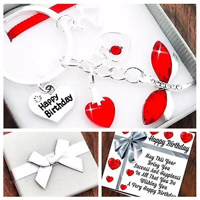 13th 15th BIRTHDAY Gift RED DRAGONFLY Keyring 30th 40th 50th 60th 65th 70th  • £5.45